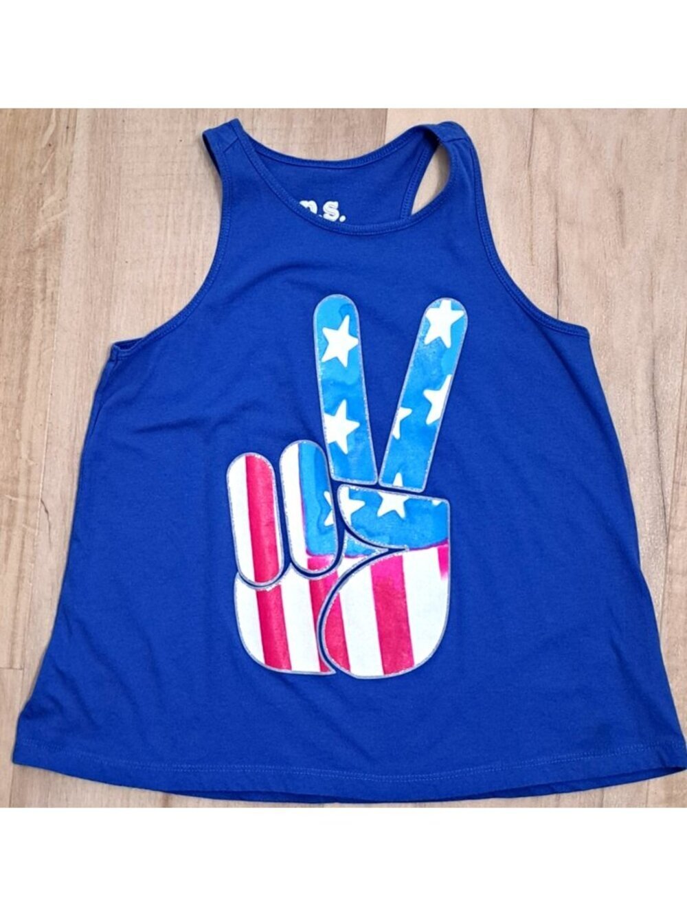 p.s. from Aeropostale Girl's 8 Red White Blue Peace Symbol Tank Top